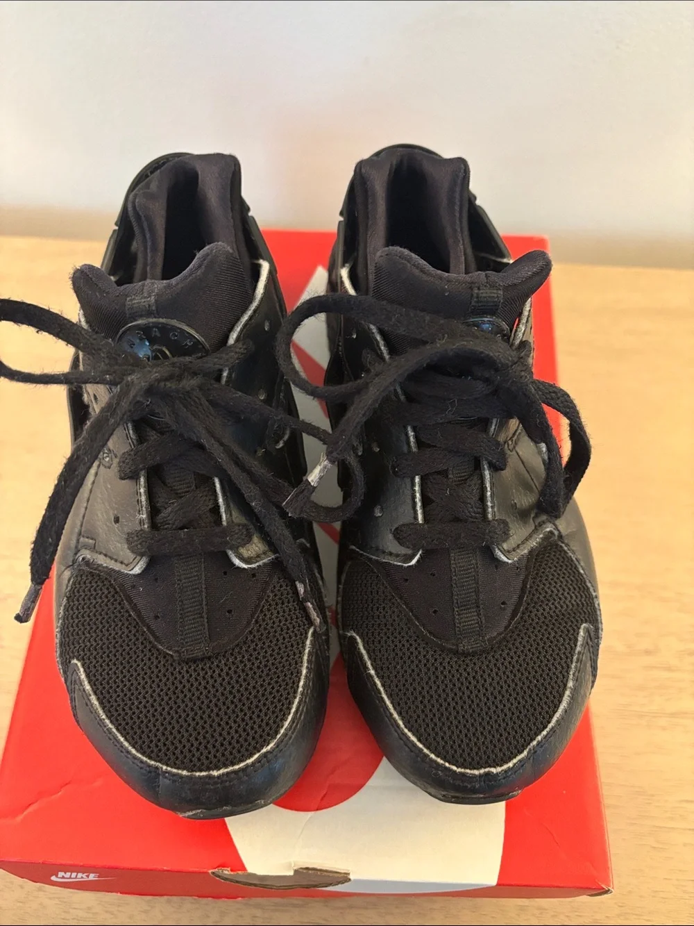 Nike Black Mesh and Synthetic Huarache Sneakers